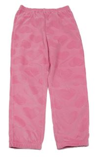 Růžové sametové žebrované pyžamové kalhoty se srdíčky Next