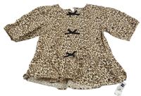 Nové - Béžovo-hnědá leopardí halenka s mašlemi Dunnes