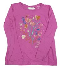 Růžové triko s kytičkami Carter's