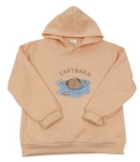 Lososová mikina s Kapybarou a kapucí 