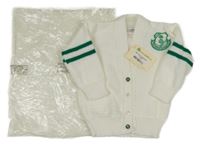 Nové - Bílý propínací svetr s výšivkou 