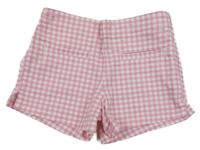 Růžovo-bílé kostkované plátěné kraťasy M&S