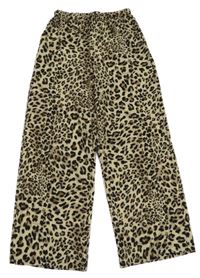 Hnědo-černé leopardí volné kalhoty Shein