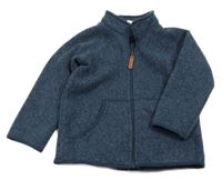 Tmavomodrá melírovaná pletená propínací mikina H&M