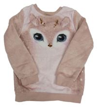 Světlerůžová chlupatá mikina se sobem H&M