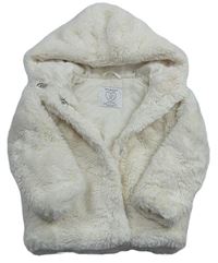 Smetanová kožešinová zateplená bunda s kapucí Primark