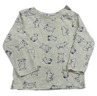 Béžovo-šedé melírované triko s medvídky Dopodopo