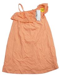 Oranžové bavlněné šaty s madeirovým volánkem George 