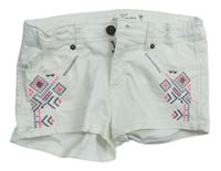 Bílé riflové kraťasy s výšivkou H&M