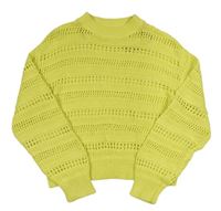Citronový crop svetr s dirkovaným vzorem H&M