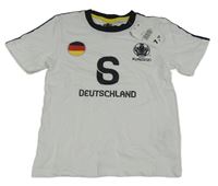 Bílo-černé tričko s číslem a erbem - Deutchland 