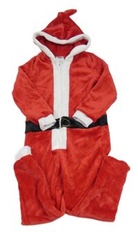 Červeno-bílá chlupatá kombinéza s kapucí - Santa L&D