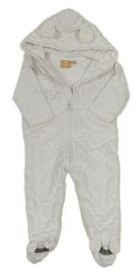 Bílá plyšová minky kombinéza s kapucí Manor