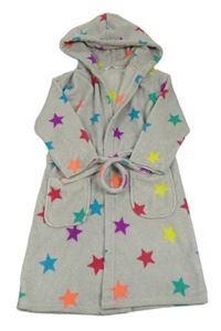 Šedý chlupatý župan s hvězdičkami a kapucí M&S