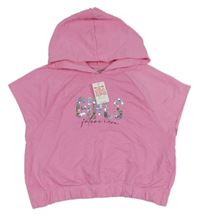 Nové - Růžová tepláková crop vesta s nápisem a kapucí Matalan