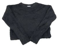 Tmavošedý chlupatý crop svetr Page one young