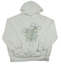 Bílá mikina s květy a kapucí Shein