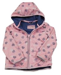 Světlerůžová softshellová bunda se srdíčky a kapucí Impidimpi