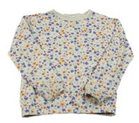 Smetanová mikina s kytičkami Hema