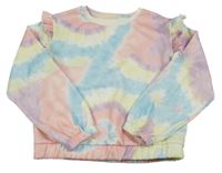 Barevná batikovaná ovesize mikina s volánky Dunnes