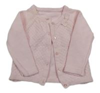 Světlerůžový propínací svetr s mašlí Nutmeg 