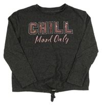 Tmavošedý svetr s nápisem a uzlem Y.F.K.