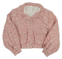 Bílo-červený vzorovaný crop kabátek River Island