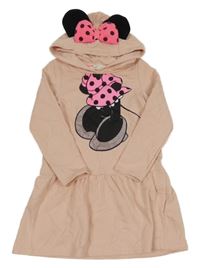Broskvové teplákové šaty s Minnií a kapucí H&M