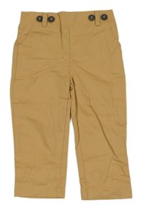 Béžové plátěné kalhoty s knoflíčky 