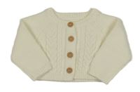 Smetanový propínací vzorovaný svetr Nutmeg