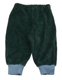 Tmavozelené sametové kalhoty s ptáčky 