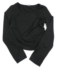 Černé nařasené crop triko Shein