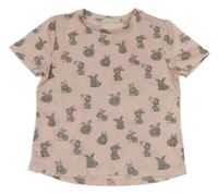 Světlerůžové tričko s králíčky Shein 