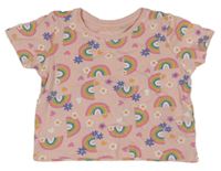 Světlerůžové tričko s duhami Primark