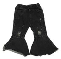 Tmavomodré rozšířené rifle s prošoupáním Shein