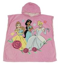 Světlerůžové froté osuškové pončo s princeznami a kapucí Disney