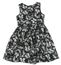 Černo-bílé plátěné šaty s motýlky H&M