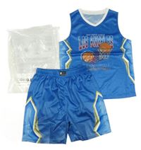 Nové - 2set - Modré sportovní tílko s míči + kraťasy 