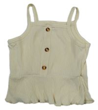 Smetanový žebrovaný crop peplum top 
