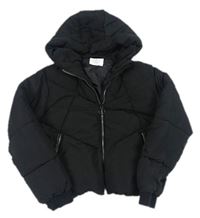 Černá šusťáková zimní crop bunda s kapucí Candy Couture