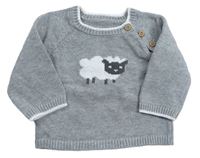 Šedý melírovaný svetr s ovečkou Matalan