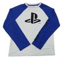 Bílo-safírové pyžamové triko s logem - PlayStation Next