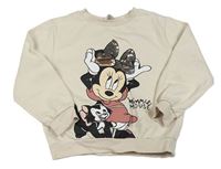 Smetanová oversize mikina s Minnie s překlápěcími flitry zn. H&M