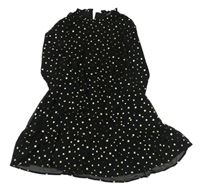 Černé šifonové šaty se zlatými hvězdičkami PRIMARK