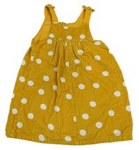 Okrovo-bílé puntíkaté manšestrové šaty M&S