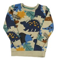 Světlebéžová mikina s dinosaury a listy George