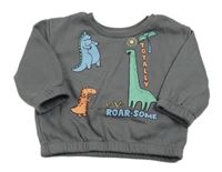 Tmavošedá mikina s dinosaury a palmou zn. PRIMARK