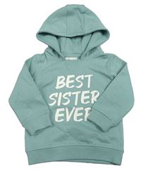 Nové - olivovošedá mikina s nápisy a kapucí famy