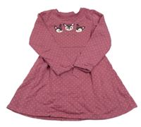 Vínové puntíkaté teplákové šaty se srnkami Topolino