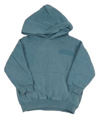 Modrošedá oversize mikina s nápisy a kapsou a kapucí F&F